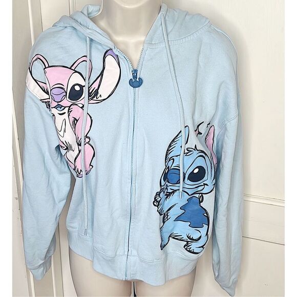 Disney Stitch and Angel Juniors’ Graphic Hoodie, Size Large 11/13 - Picture 2 of 9